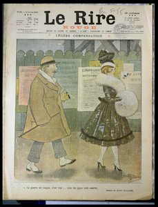 "الحرب طويلة ، إنها صحيحة .... لكن التنانير قصيرة" ، الغلاف الأمامي لـ "Le Rire" ، 15 يناير 1916 بواسطة ألبرت غيوم